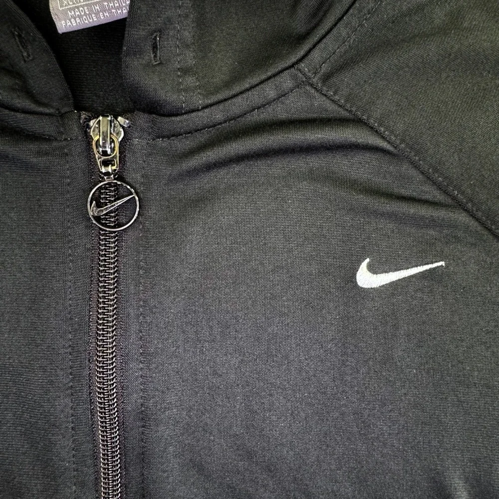 Nike Womens XL Full Zip Hooded Track Jacket Black White Stripe Athletic RN56323